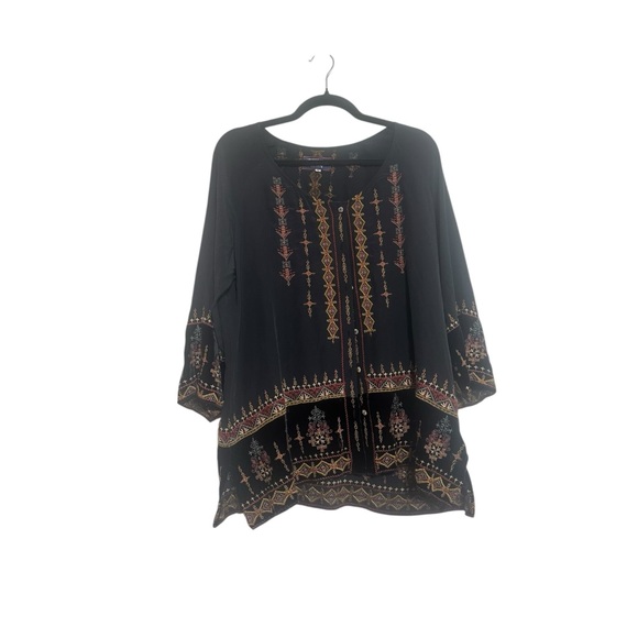 Johnny Was Valea Blouse Embroidered Silk Tunic Blouse Size Medium - Picture 2 of 8